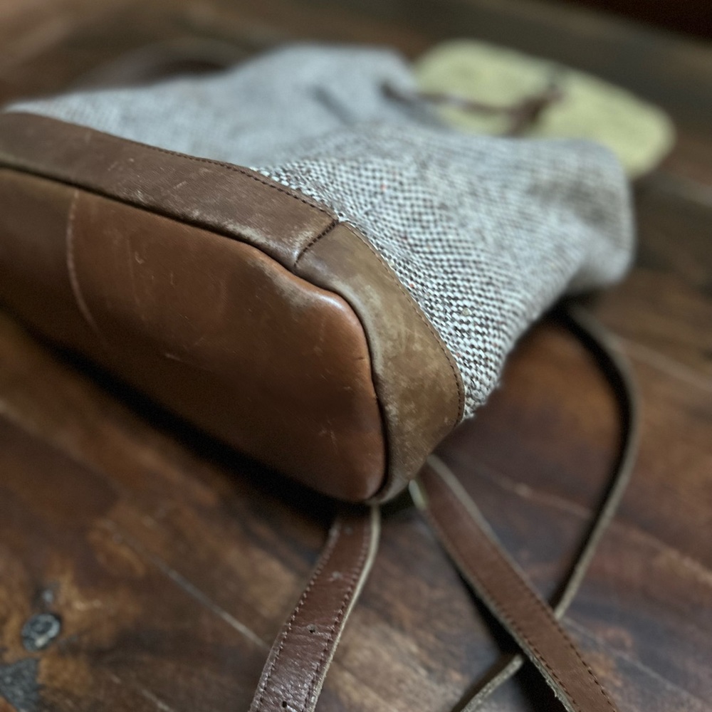 Vintage LLBean Wool blend bucket Backpack Purse - Picture 8 of 10